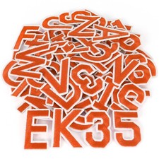 72 Pcs Iron on Letters and Numbers Patches for Clothes, 2 Sets Orange Alphabet E