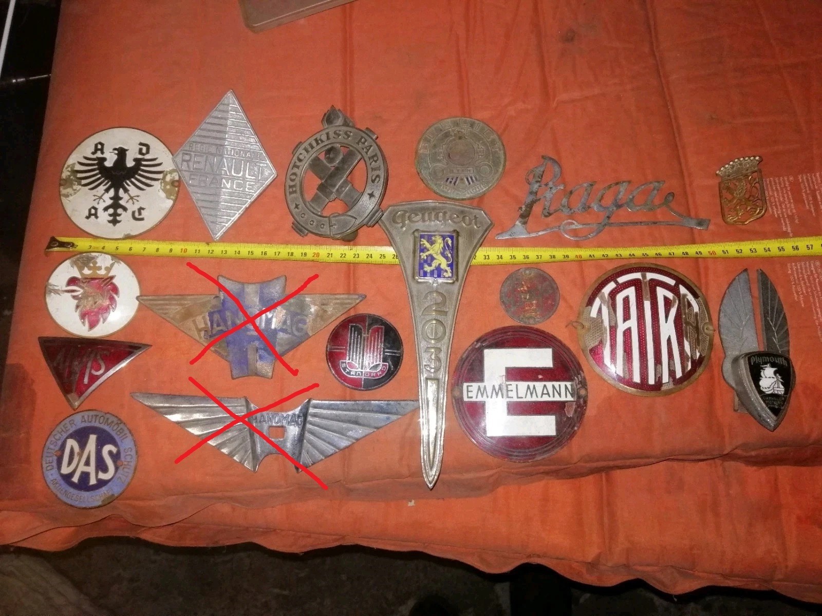 Oldtimer - 1 x Auto-emblem, plakette 20/40j. ADAC, Tatra, Alvis, Hotkiss U. A