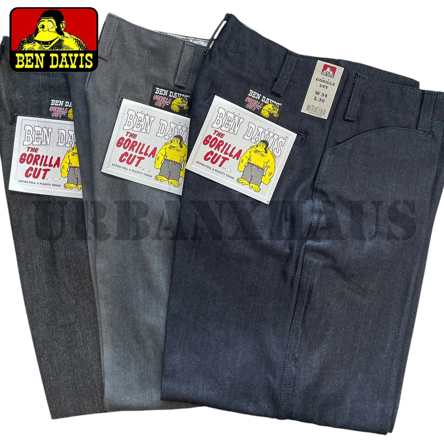 BEN DAVIS MEN'S GORILLA CUT BLACK & INDIGO DENIM JEANS (30-48)
Opens in a new window or tab