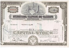 Historisches Wertpapier Aktie International Telephone and Telegraph&nbsp; 1963 106