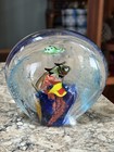 Vintage Vinci Heavy Hand-Blown Art Glass Half Moon Ppaperweight Fish/Turtle — photo 8