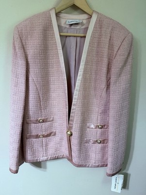 Vintage 80 s PINK Albert Nipon Tweed Wool Blend Jacket Blazer 10 NOS Barbiecore