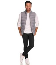 Kenneth Cole Mens Puffer Vest XXL Insulated Full Zip Quilted Mock Neck Gray $135
