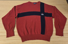 Nautica Sweater Mens XL Red Navy Crewneck Knit J US2 Colorblock Stripe Pullover