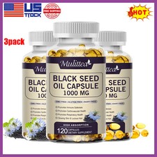 3pcs 120pcs 1000mg Black Seed Oil,Premium Cold Pressed,Non-GMO,Vegan,Premium