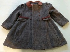 Vintage Rothschild Wool Girls Peacoat Size 4 Pink Grey Bow