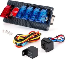  12V Ignition Switch Panel fit Racing Car Marine Toggle Switches 6 in 1 w/ Relay