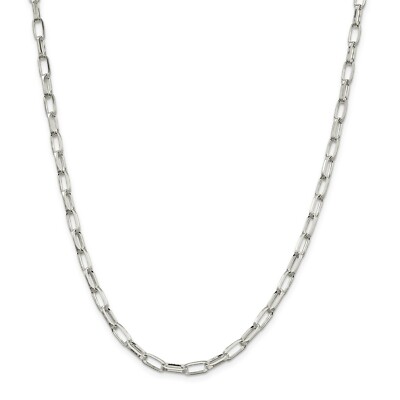 Sterling Silver Solid 5mm Elongated Open Link Chain w/ Lobster