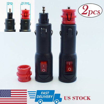 2pcs Universal 12V 24V DC Car Hella Truck Cigarette Plug Solderless Red & Black