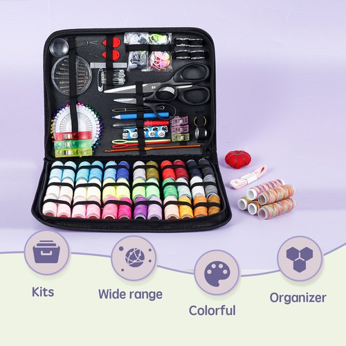 206 Pcs Sewing Kit with Storage Bag Complete Needle and Thread Kit Basic}