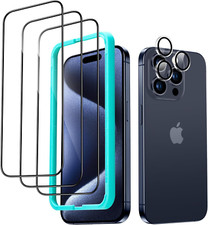 3 1 Pack for Iphone 15 Pro Screen Protector, 3 Black Edge Tempered-Glass Film...