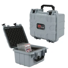 GRADED CARD STORAGE BOX WATERPROOF DEEP TRAVEL CASE SLAB HOLDER + PROTECTOR GRAY
