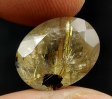 8.3 Ct Rutilated Quartz Crystal Cut Oval Shape 14.4X11X8.7mm Loose Gemstone W195