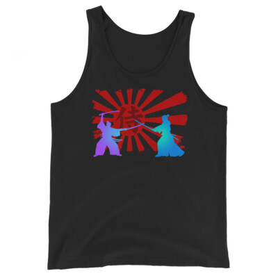 Samurai Warriors Duel Under Feudal Japan's Rising Sun Men's Tank Top Shirt