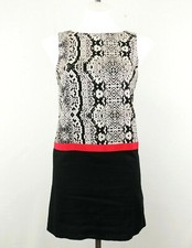 Ann Taylor Loft Women Dress, Size 2 Petite, black, beige, 100% linen