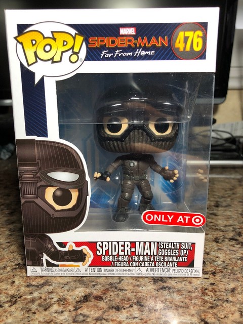Funko Pop SPIDER-MAN FAR FROM HOME! Target Exclusive STEALTH SUIT, GOGGLES UP!!! | eBay
