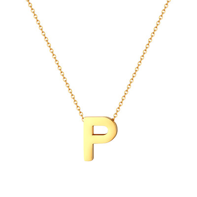 Women's Gold Tone Polish Charm A-Z Alphabet Initial Necklace Letter Pendant Gift