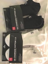 Under Armour No Show Ankle Quarter Crew Socks L M XL Black White Gray