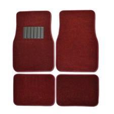New 4pcs Set Plush Deluxe Front Rear Car Truck Carpet Floor Mats Burgundy Red