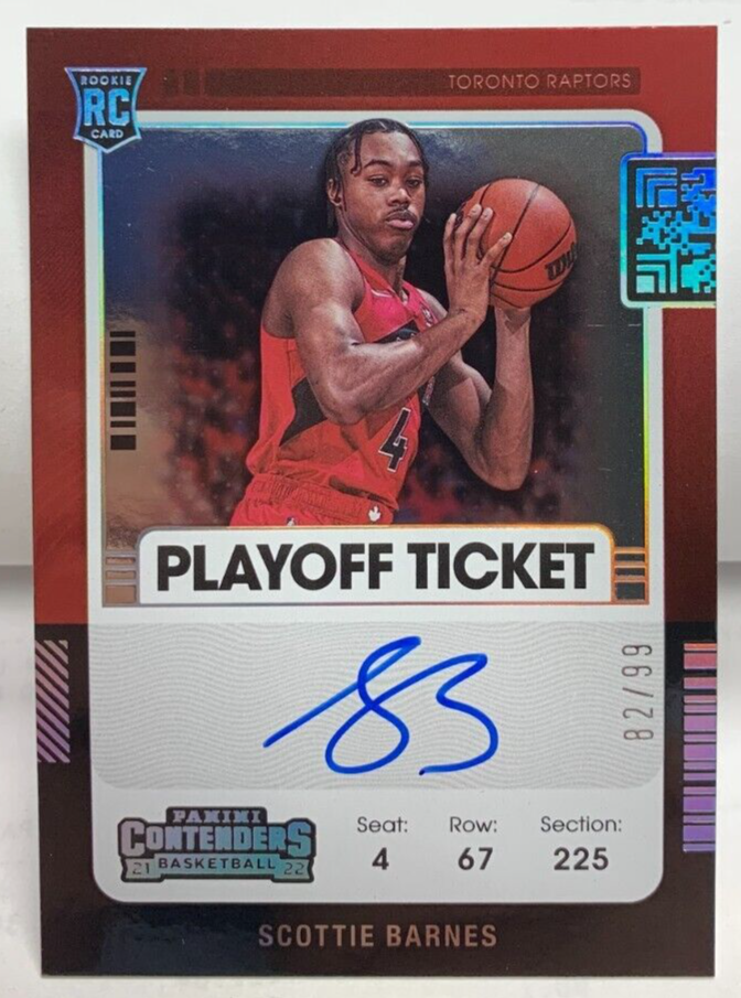 【RC 】スコッティ・バーンズ 直筆サイン Panini Donruss Scottie Barnes 2021-22 Panini Contenders Playoff Ticket RC
