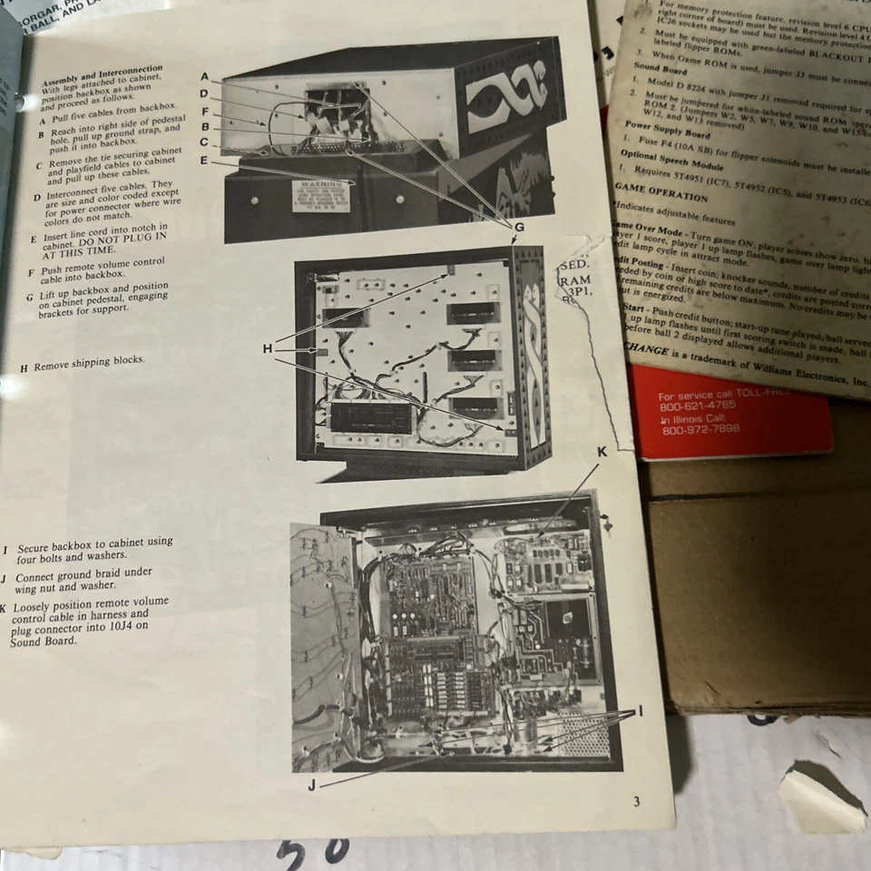 Original Factory Black Out Set Williams Pinball juego arcade manual del propietario Foto 2 de 4