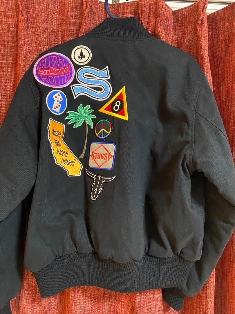Veste homme noire Stussy Souvenir Stadium Bomber Stadium taille S