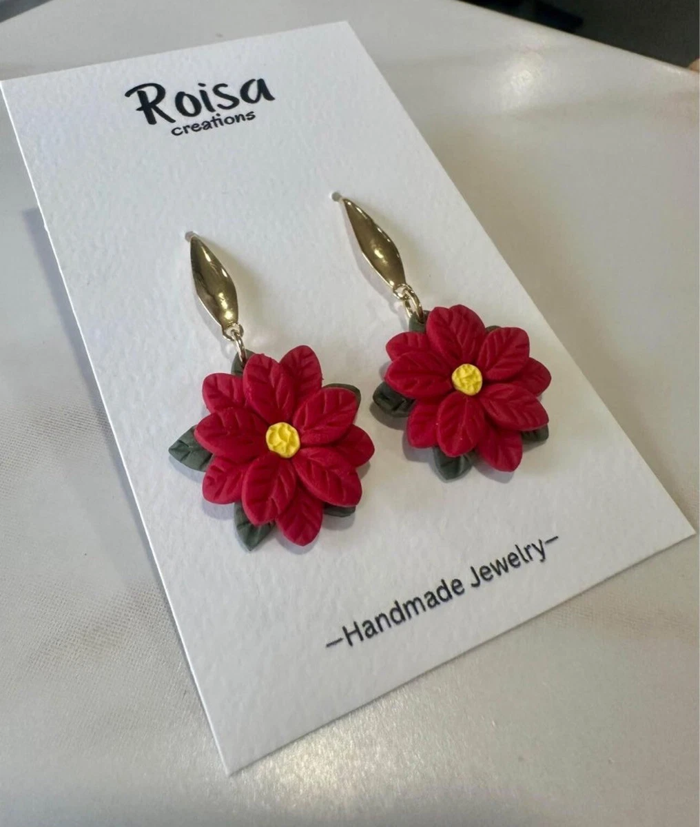 Custom Handmade Polymer Clay Poinsettia Earrings eBay