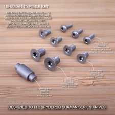10 Piece MATTE  RAW Titanium Screw & Pin Set for Spyderco Shaman (NO KNIFE)