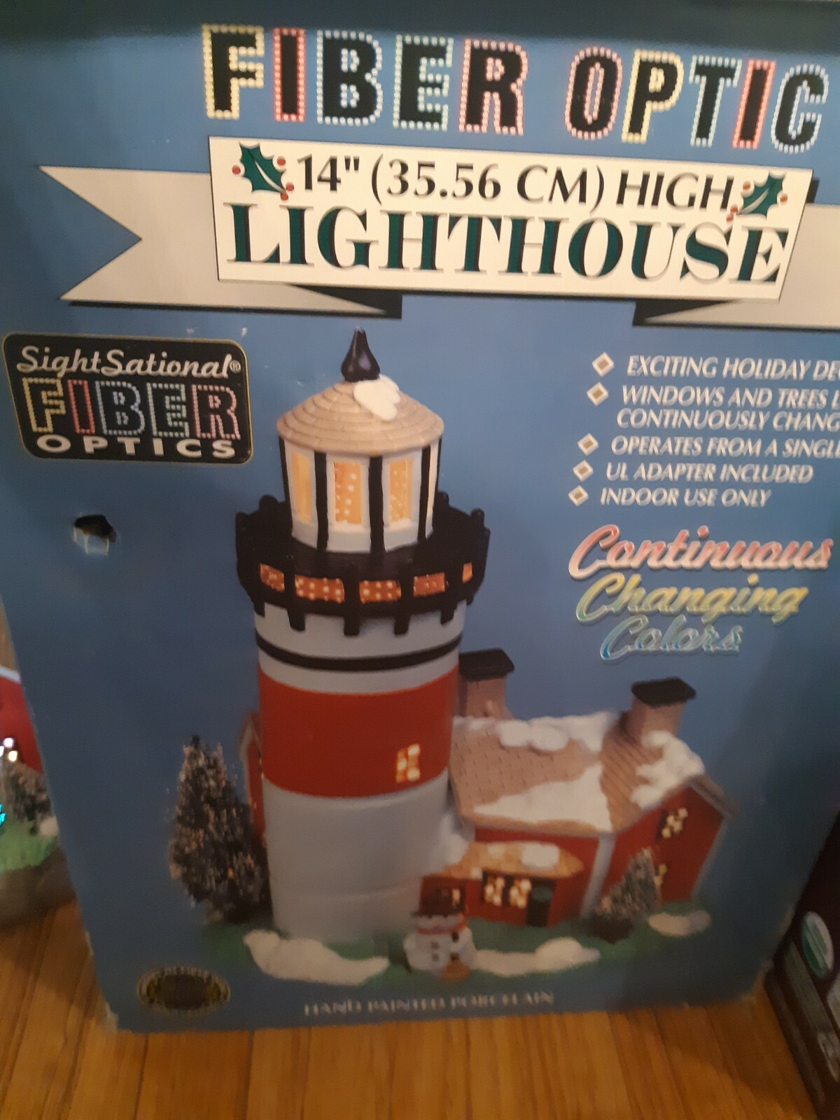 SightSational Fiber Optics Lighthouse Changing Colors 14" Hand Painted