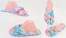 Lilly Pulitzer Pool Slippers Sea Glass Aqua Rainforest Retreat L/XL Sz 9-10 MINT