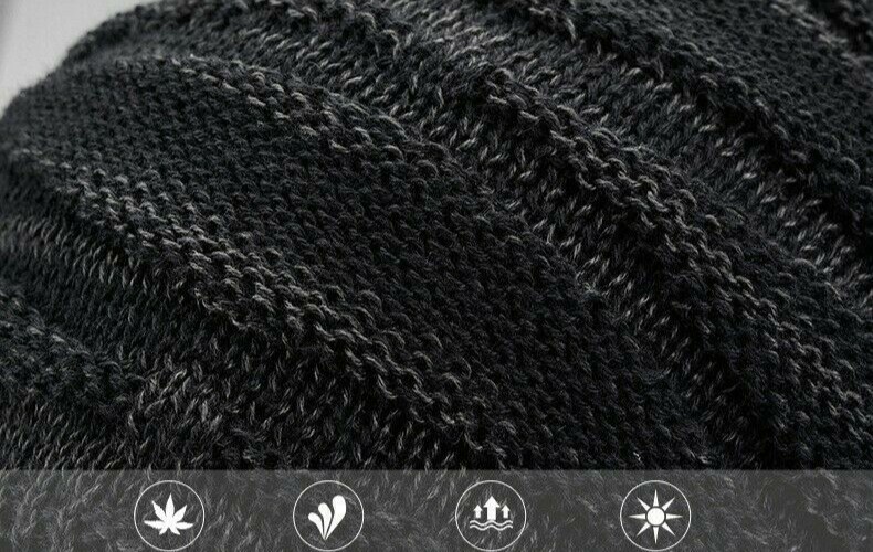 Cable Knit Beanie Hat Warm Winter Hat Thick Fleece Lined  display picture 1