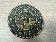 Vintage South Dakota 1889 Solid Brass Buckle - Heritage Mint