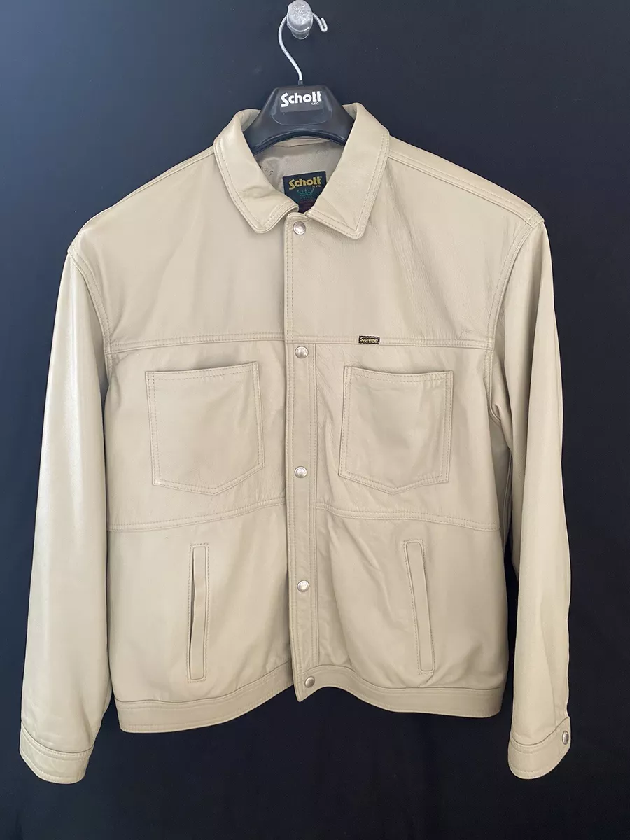 Supreme Schott NY Leather Work Jacket SS22 Beige XL Authentic ...