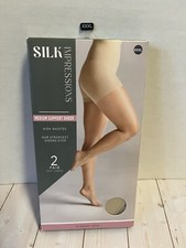 2 pair Silk Impressions Medium Support Sheer pantyhose size XXXL Beige