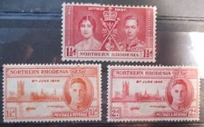 Northern Rhodesia British Empire Commemorative George VI (P16) Unused Stamps