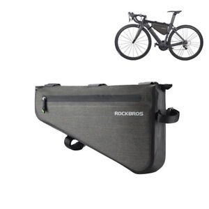 RockBros Waterproof Bag Triangle Capacity Cycling Tube Frame Bag Black Gold 8L