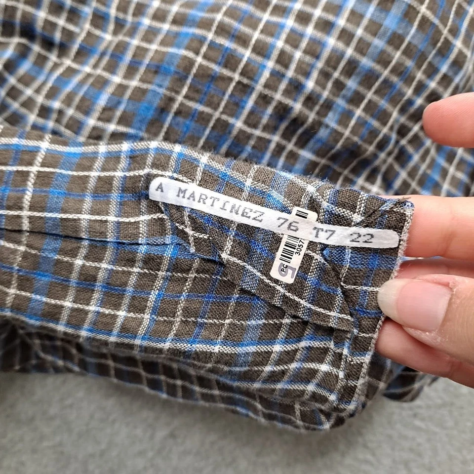 Robert Talbott Shirt Men 2XL Gray Blue Plaid Button Academia Office Quiet Luxury - Image 3 of 4