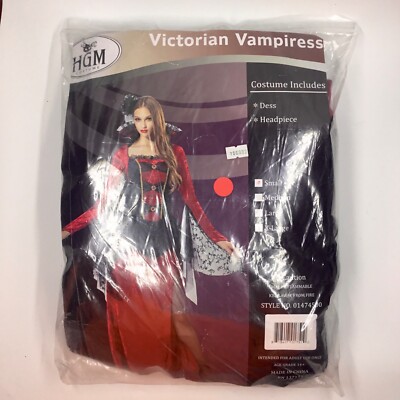HGM Adult Women's Gothic Victorian Vampiress Queen Halloween Costume Dress S