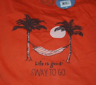 XL NWT Men's Life is Good Sway To Go Hammock Relax Orange LS Crusher Tee