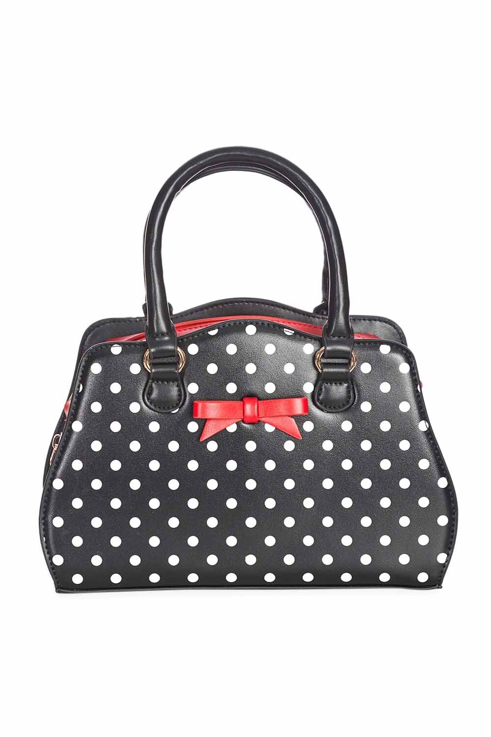 Black Red Retro Vintage Bow Poppy Polka Dots Handbag Women's Bag BANNED Apparel