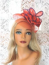 Vintage Ladies Red & Purple Fascinator Hat - Derby / Red Hat Society