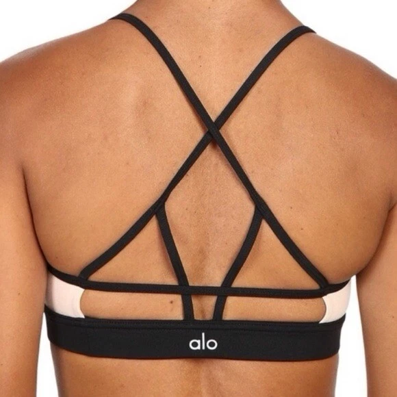 alo-yoga radiance strappy back lined tank-bra