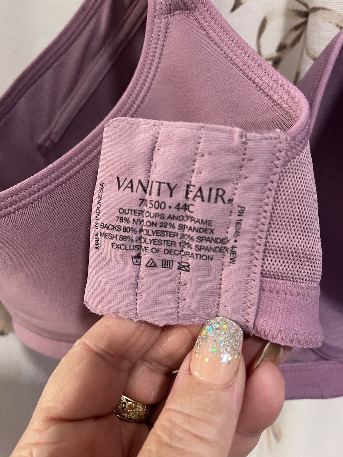 Vanity Fair Full Figure Wireless Lavender44c Wire… - image 3