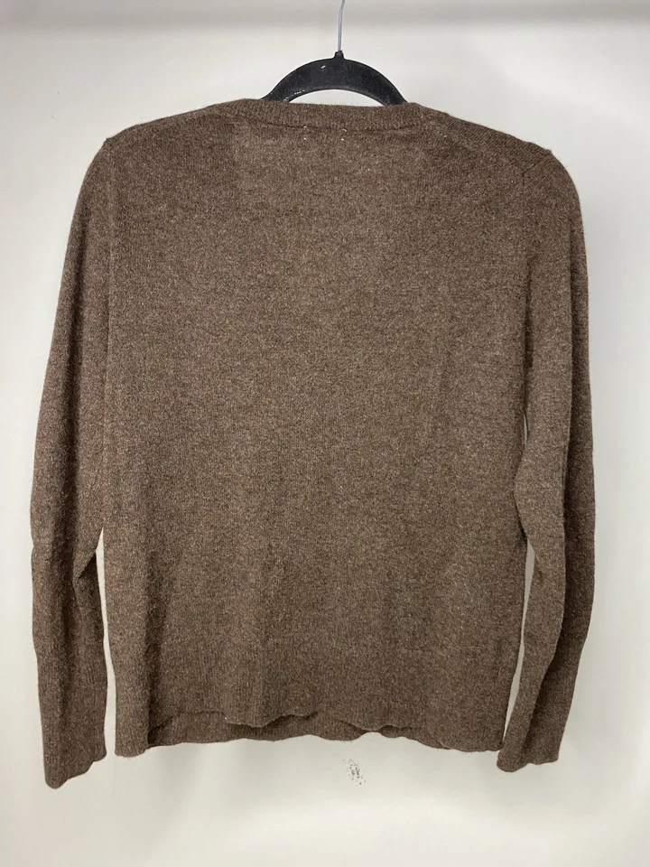 Suéter halógeno para mujer grande con cuello en V 100 % cachemir marrón jersey tejido acogedor Foto 3 de 4
