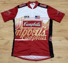 LOUIS GARNEAU CAMPBELL'S SOUP V8 CHUNKY SOUP MULTI POCKET CYCLING SHIRT EUC