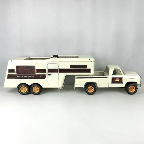 Vintage TONKA Fifth Wheeler Toy Hauler Camper Trailer Pickup Truck Steel 1974
