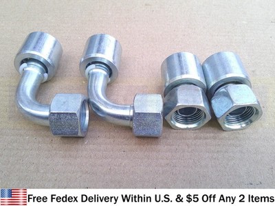 JCB PARTS - 1/2'' BSP FEMALE STRT & ELBOW END FITTING W. O RING,  PACK OF 4PCS