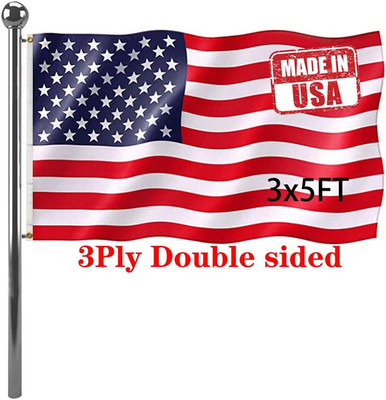 Heavy Duty 5x8 FT Double Sided US Flag - Vivid Colors with 3 Grommets