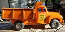 Vintage Buddy L Highway Maintenance Dump Truck 13.5" Pressed Steel
