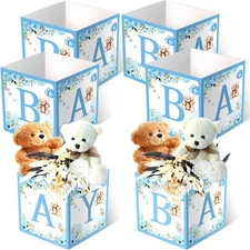 Bucherry 6 Pcs Baby Shower Party Decorations Flower Boxes Blue 